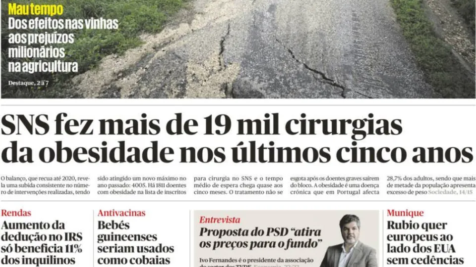 Hoje é notícia: Obesidade? 19 mil cirurgias; 100 milhões pela Comporta